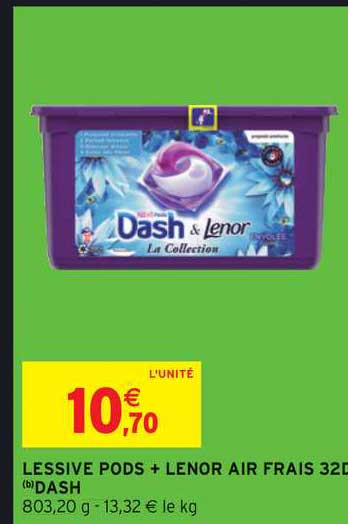 lessive pods + lenor air frais 32d dash