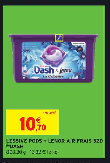 lessive pods + lenor air frais 32d dash