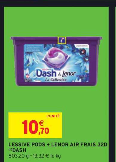 lessive pods + lenor air frais 32d dash