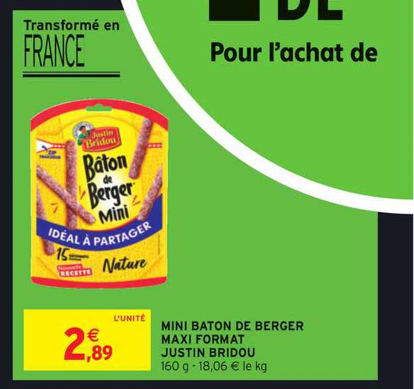 mini baton de berger maxi format justin bridou