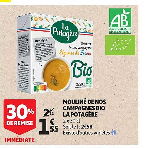 mouliné de nos campagnes bio la potagère 30% de remise immédiate