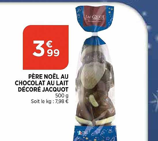 père noël au chocolat au lait décoré jacquot