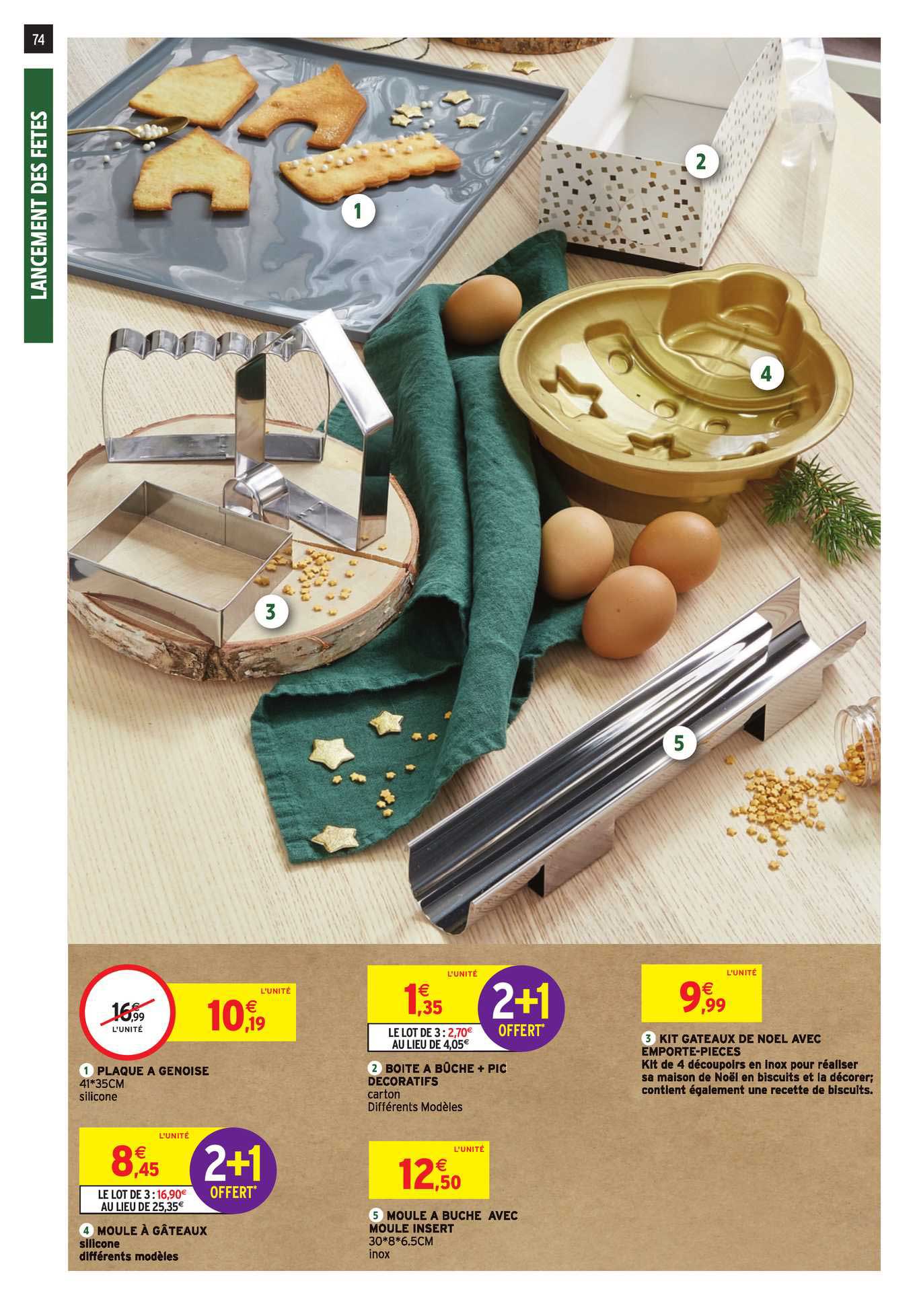 plaque à genoise, moule à gâteaux, boîte à bûche + pic décoratifs, moule à buche, kit gâteau à noël avec emporte pièces