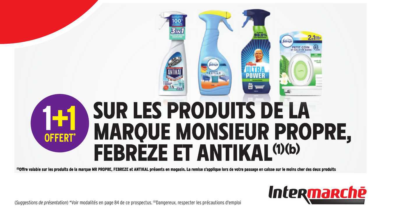 produits de la marque monsieur propre, febreze et antikal