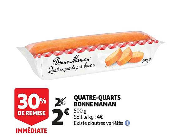 quatre quarts bonne maman 30% de remise immédiate