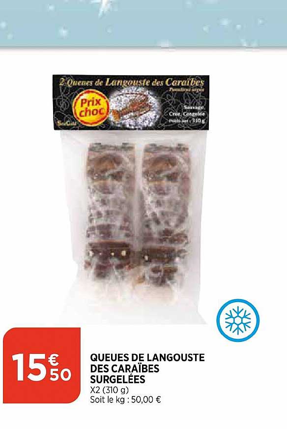 queues de langouste des caraïbes surgelées