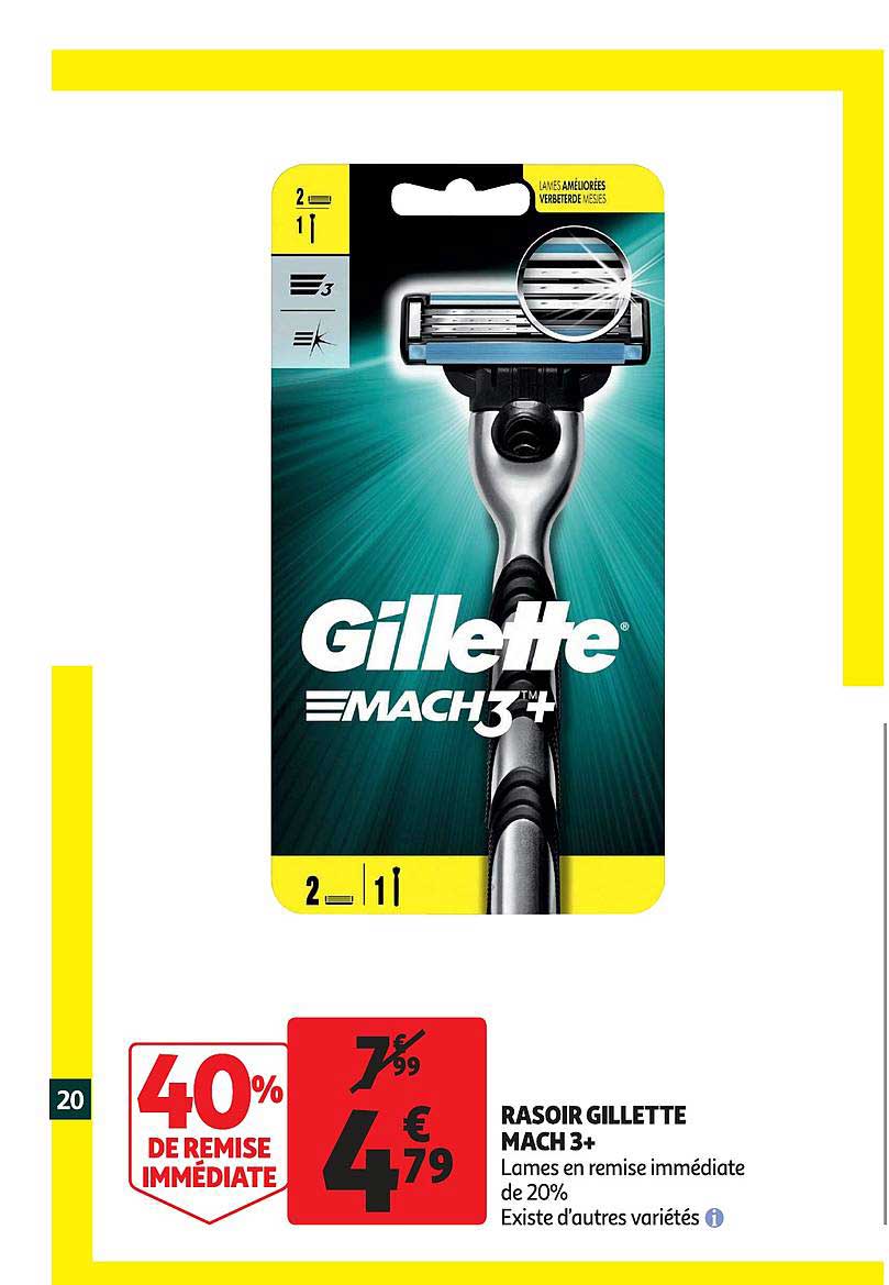 rasoir gillette mach 3+ 40% de remise immédiate