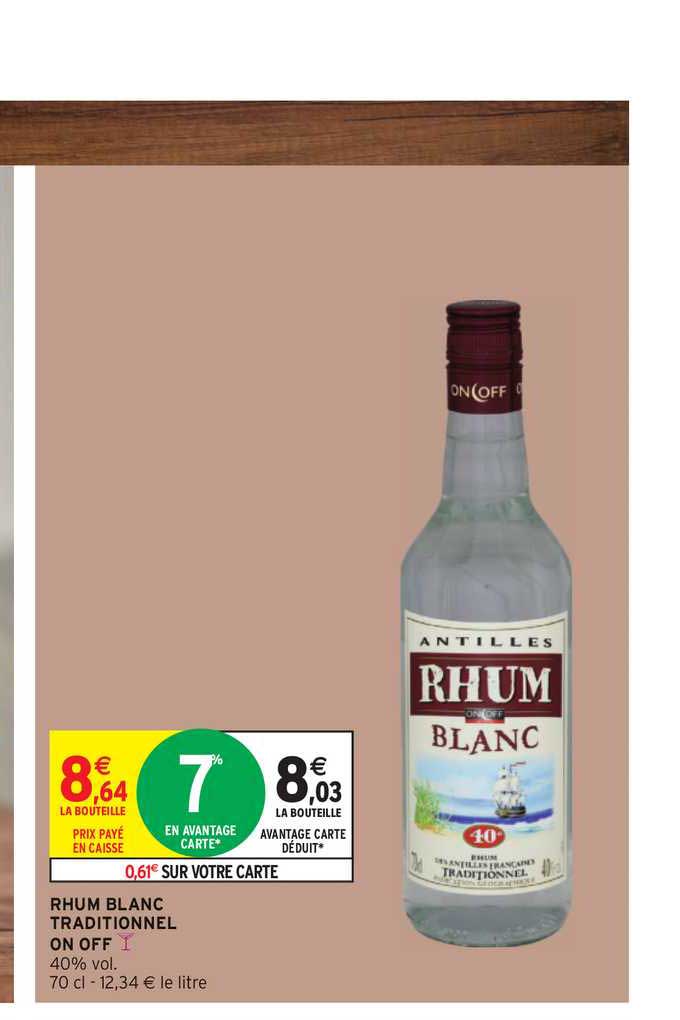 rhum blanc traditionnel on off