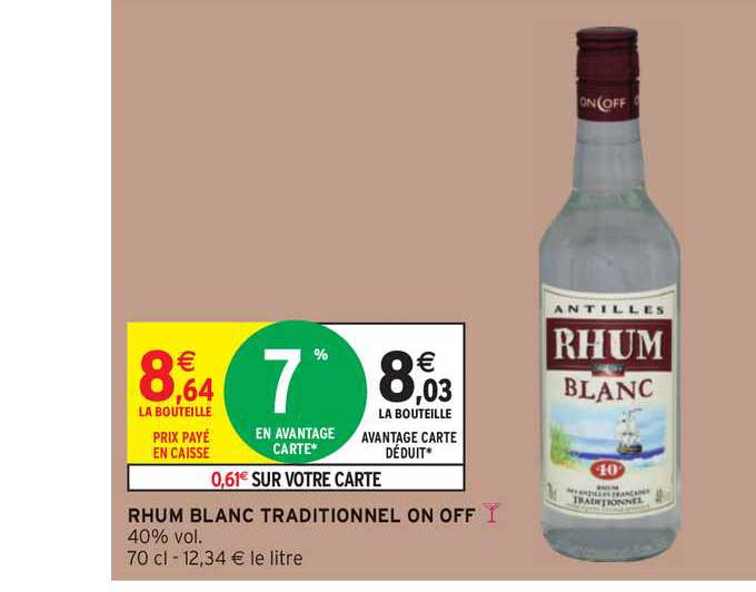 rhum blanc traditionnel on off