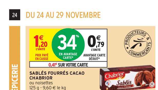 Sablés Fourrés Cacao Chabrior