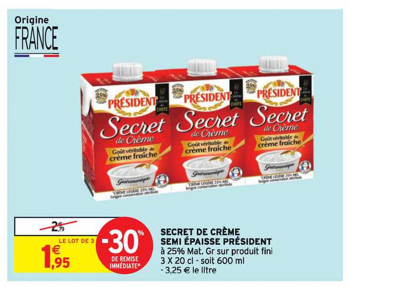 secret de crème semi épaisse président