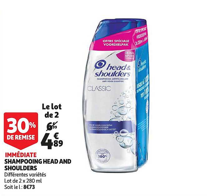 shampooing head and shoulders 30% de remise immédiate