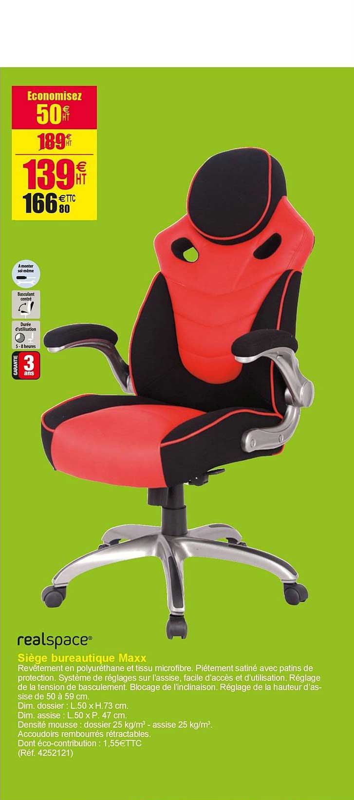 siège bureautique maxx realsplace