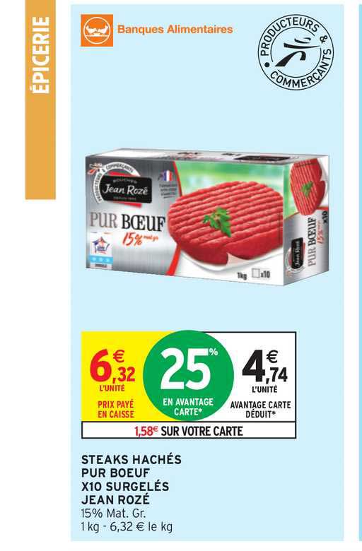 steaks hachés pur boeuf x10 surglelés jean rozé