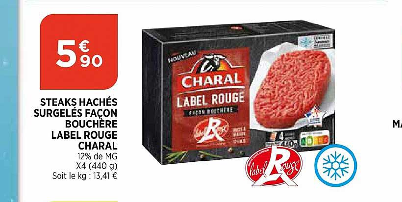 steaks hachés surgelés façon bouchère label rouge charal