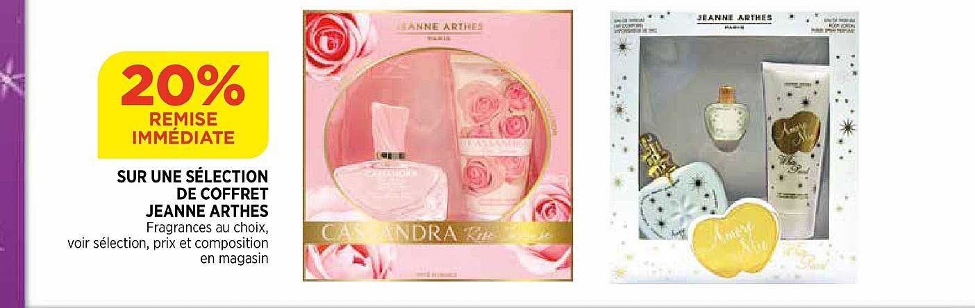 sur une sélection de coffret jeanne arthes 20% de remise immédiate