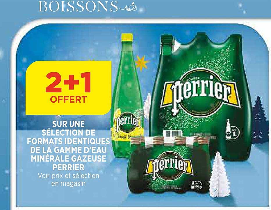sur une sélection formats identiques de la game d'eau minérale gazeuse perrier 2+1 offert