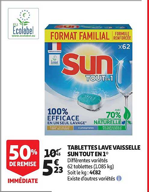 tablettes lave vaisselle sun tout en 1 50% de remise immédiate