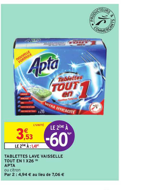 tablettes lave vaisselle tout en 1 x26 apta