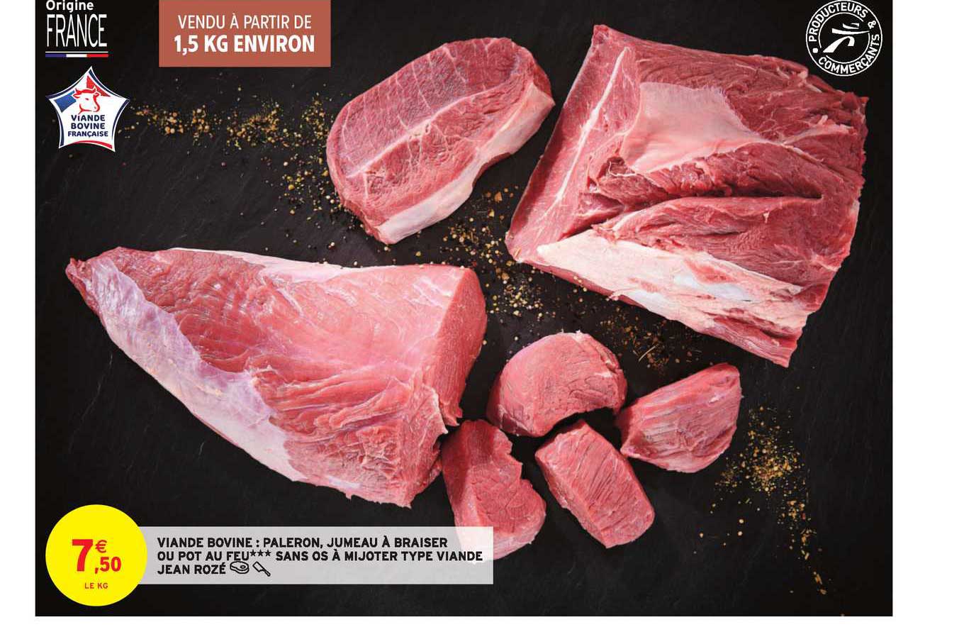 viande bovine : paleron, jumeau à braiser au pot au feu jean rozé