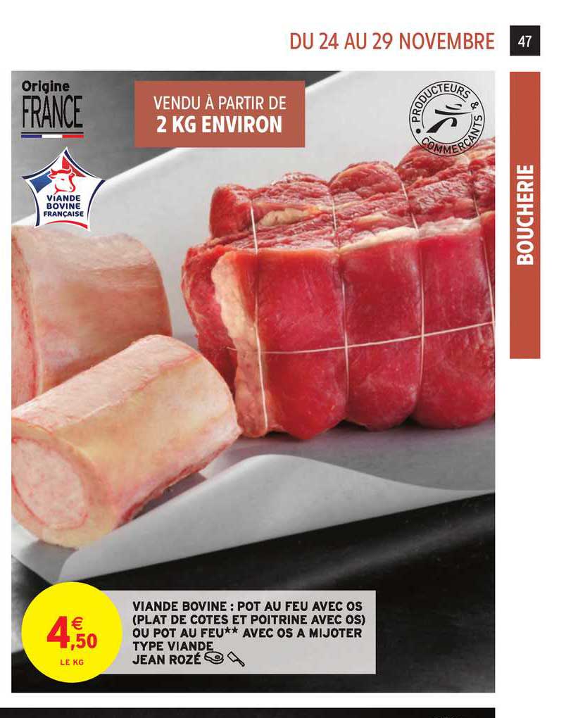 viande bovine : pot au feu avec os ou pot au feu avec os à mijoter jean rozé