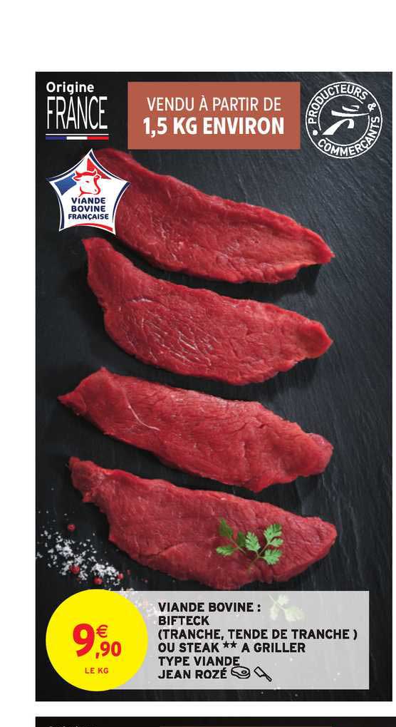 viande bovine: bifteck ou steak à grille type viande jean rozé