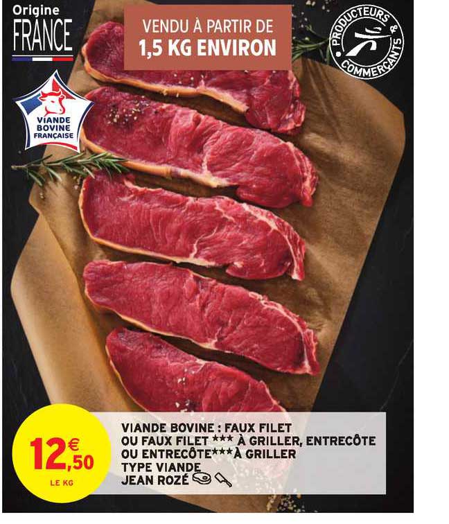 viande bovine faux filet ou faux filet à griller entrecôte ou entrecôte à griller type viande jean rozé
