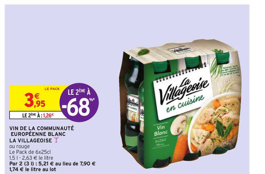 vin de la communauté européenne blanc la villageoise le2ème à -68%