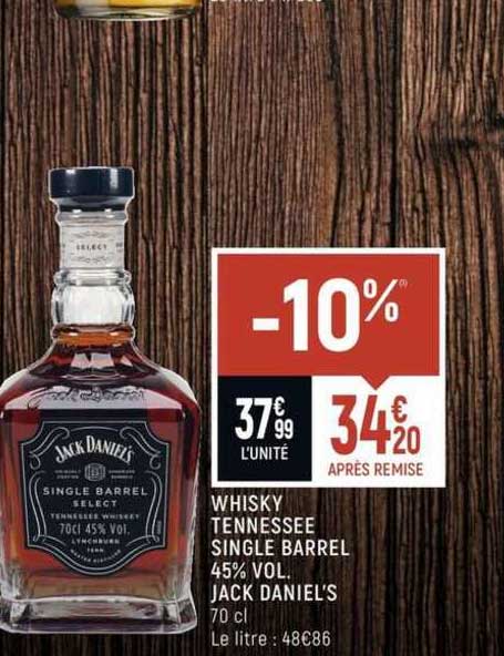 whisky tennessee single barrel 45% vol. jack daniel's