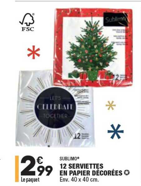 12 serviettes en papier décorées sublimo