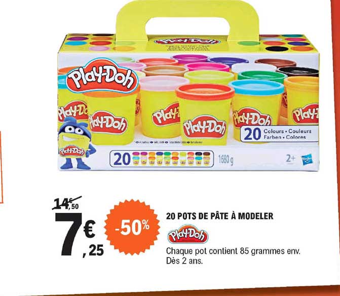 20 pots de pâte à modeler play-doh