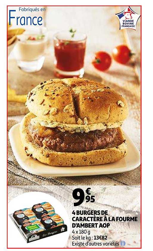 4 burgers de caractère à la fourme d'ambert aop