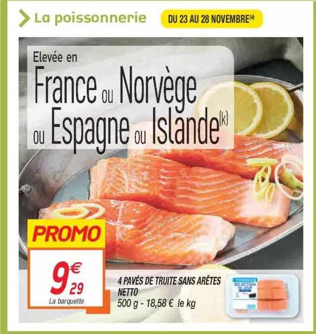 4 pavés de truite sans arêtes netto