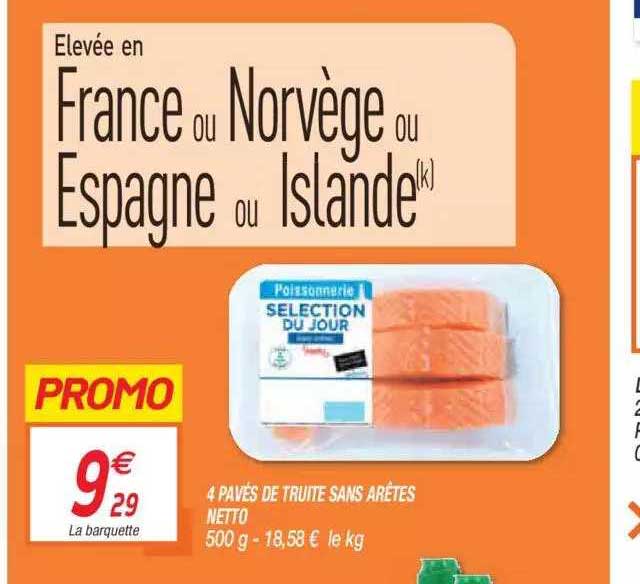 4 pavés de truite sans arêtes netto