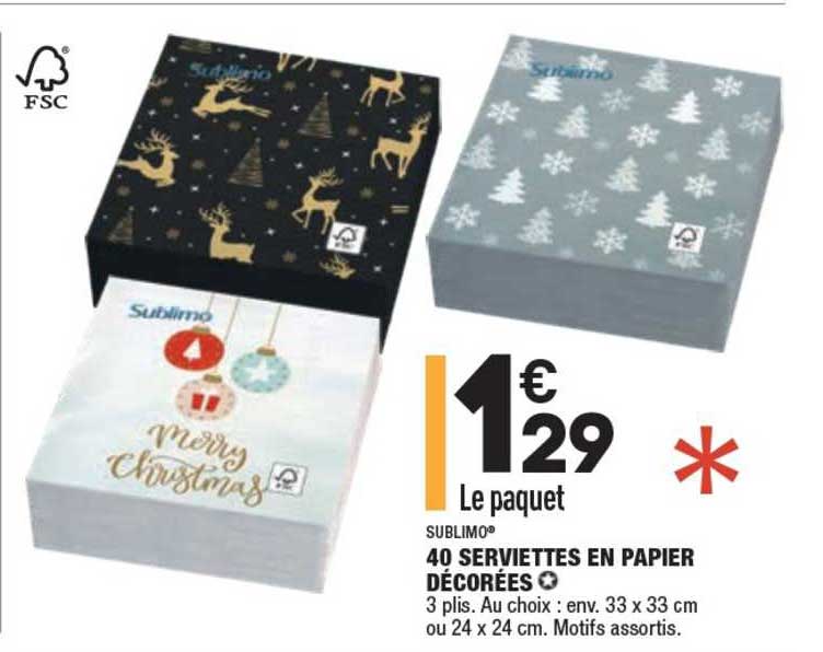 40 serviettes en papier décorées sublimo