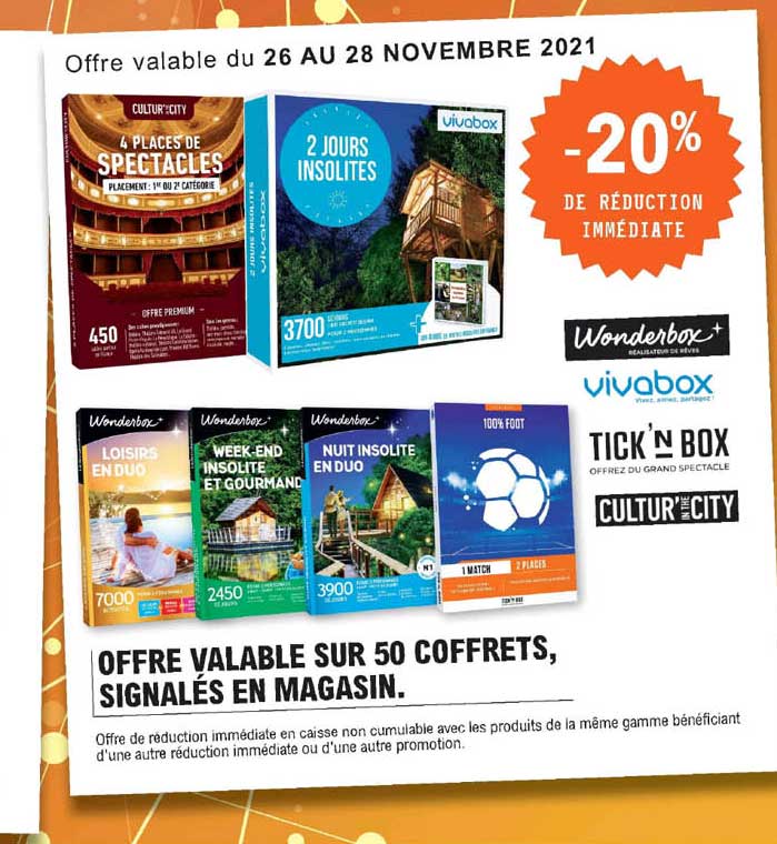 50 coffrets wonderbox, vivabox, tick'n box