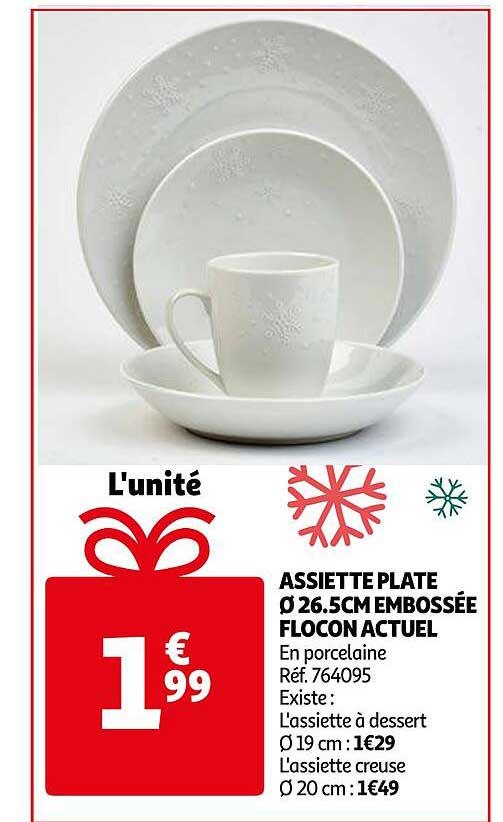Assiette Plate ø 26,5 Cm Embossée Flocon Actuel