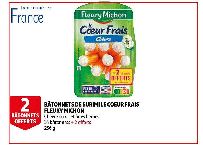 bâtonnets de surimi le cœur frais fleury michon