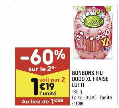 Bonbons Fili Dooo Xl Fraise Lutti