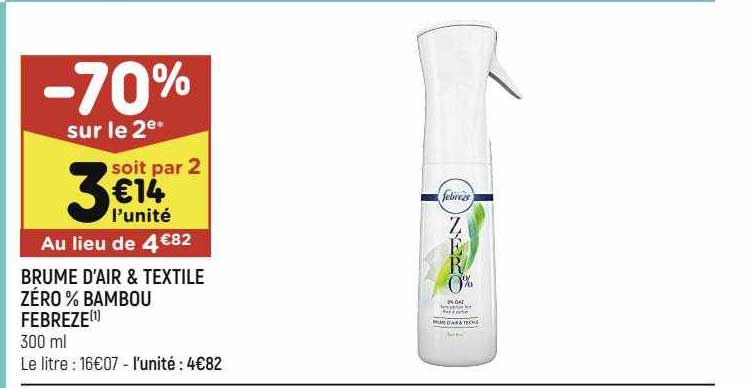 brume d'air & textile zéro % bambou febreze