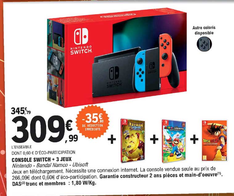 Console Switch + 3 Jeu