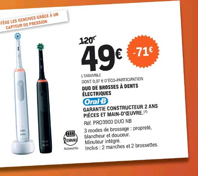 duo de brosses à dents électriques oral-b