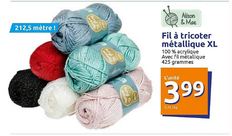 fil à tricoter métallique xl