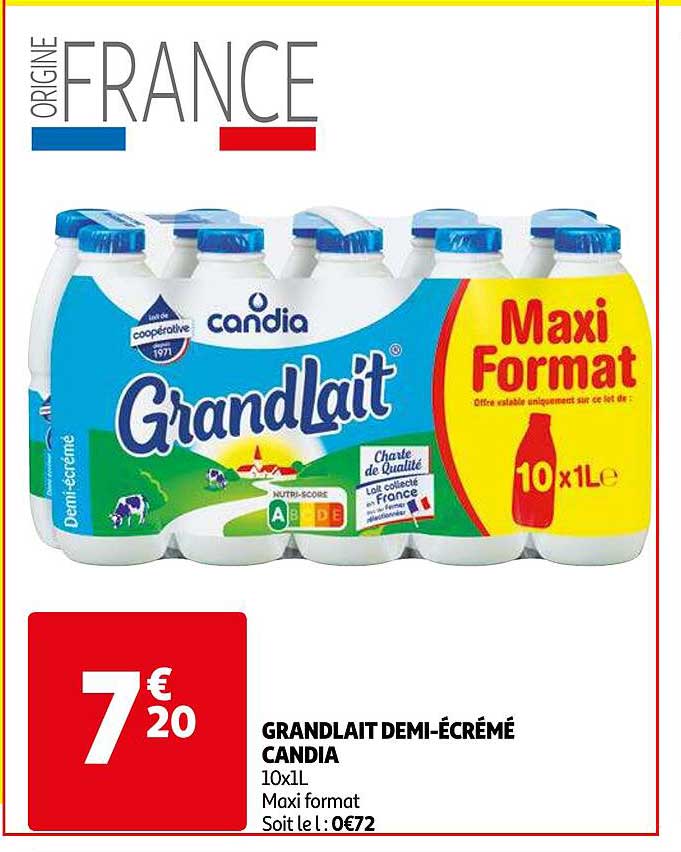 Grandlait Demi-écrémé Candia