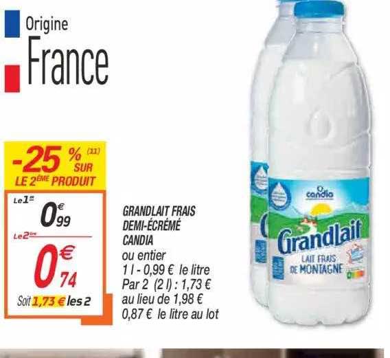 grandlait frais demi-écrémé candia