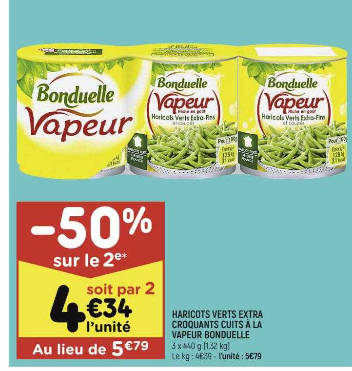 Haricots Verts Extra Croquants Cuits à La Vapeur Bonduelle