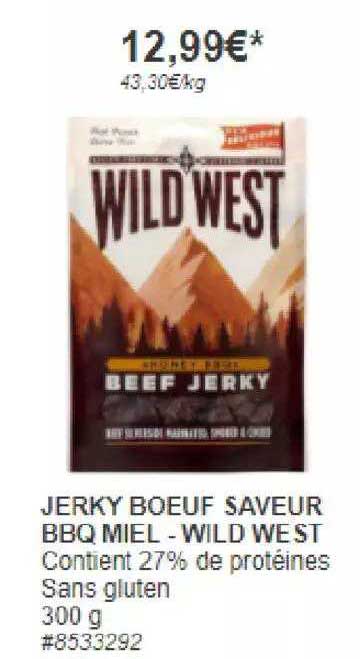 jerky bœuf saveur bbq miel - wild west