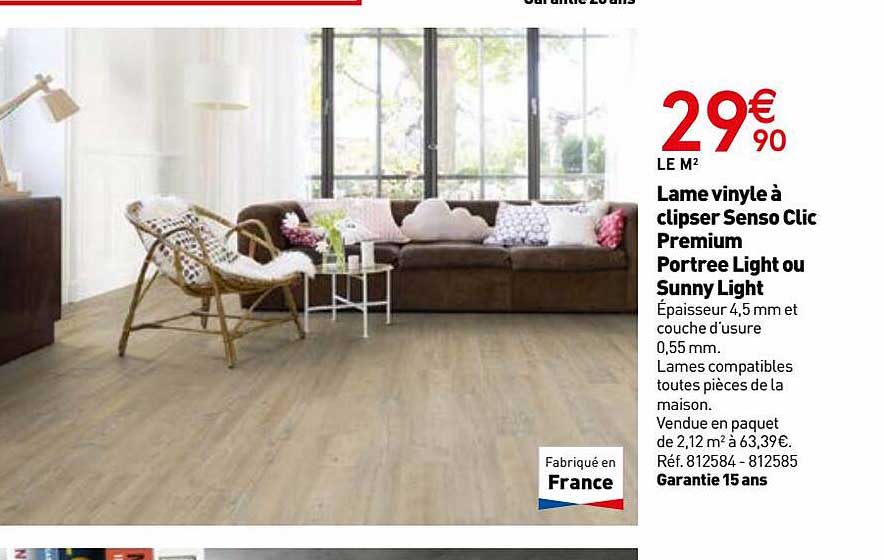 Lame Vinyle à Clipser Senso Clic Premium Portree Light Ou Sunny Light