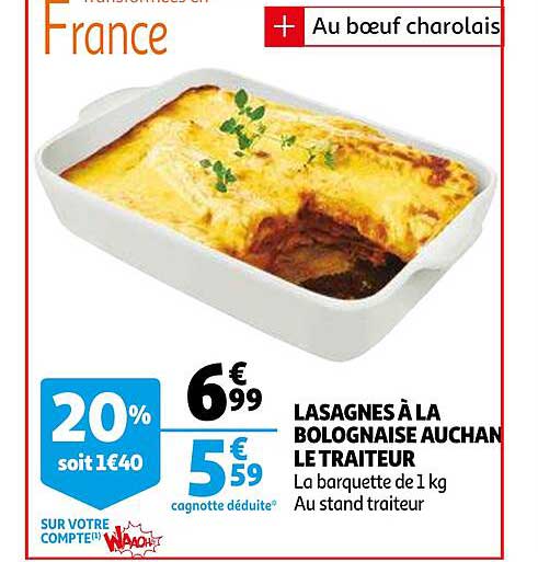 Lasagnes à La Bolognaise Auchan Le Traiteur