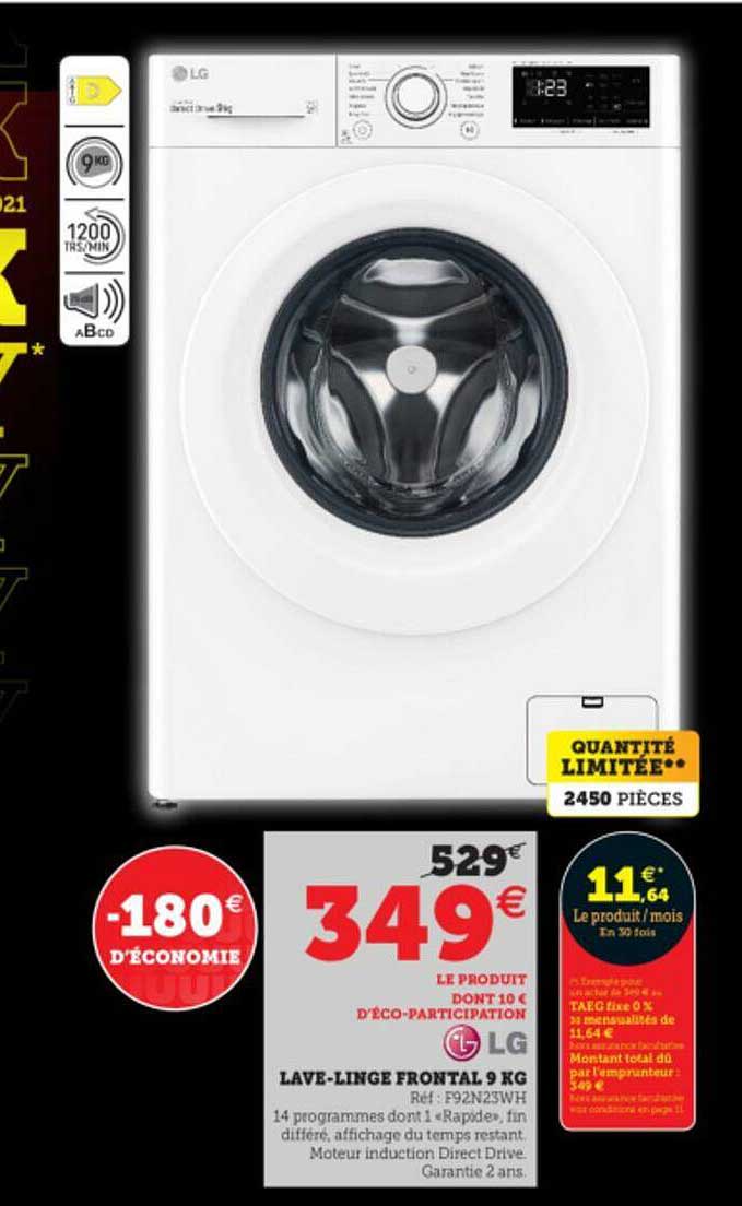 lave-linge frontal 9kg lg